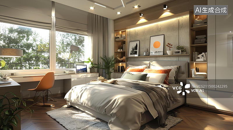 【AI数字艺术】宜家风格的卧室图片素材