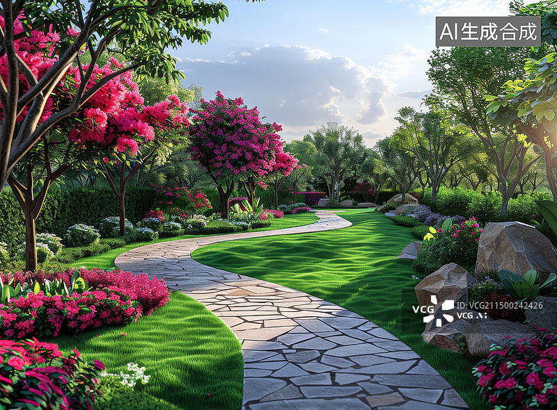 【AI数字艺术】园林景观设计效果图图片素材