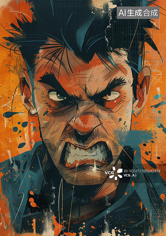 【AI数字艺术】愤怒的男人图片素材