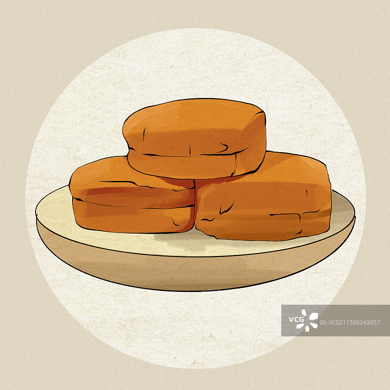 贵州美食-威宁荞酥贵州特产美食手绘插画图片素材