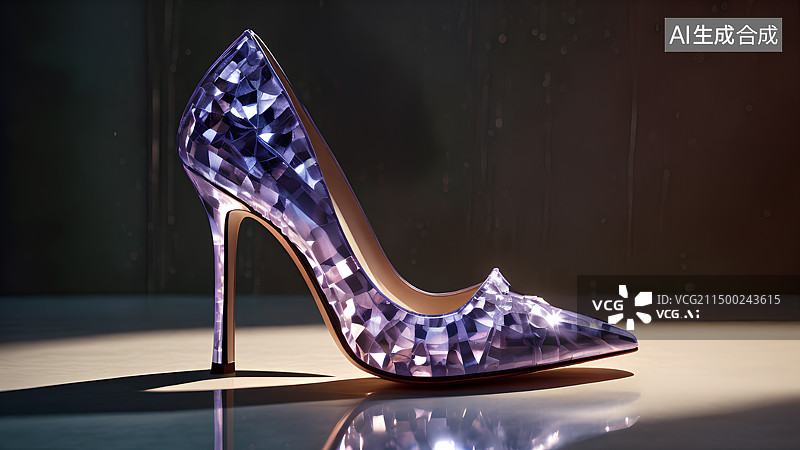 【AI数字艺术】华丽闪亮的水晶高跟鞋图片素材