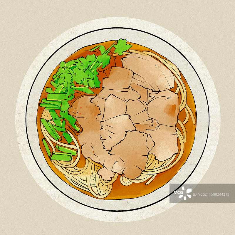 贵州美食-六盘水水城羊肉粉美食手绘插画图片素材