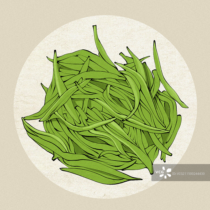 贵州美食-都匀毛尖土特产绿茶茶叶手绘插画图片素材