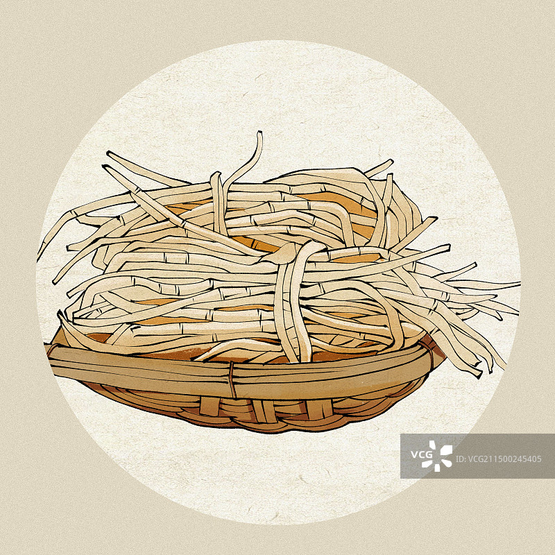 贵州美食-折耳根鱼腥草土特产美食手绘插画图片素材