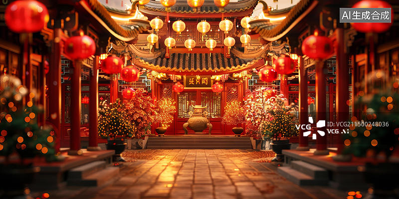 【AI数字艺术】金碧辉煌的中国古代建筑图片素材