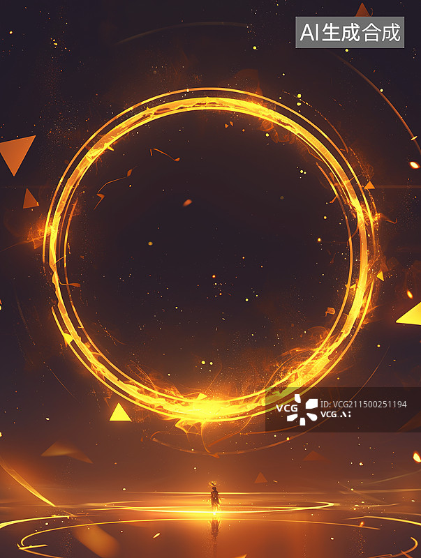 【AI数字艺术】绚烂火圈商业背景图片素材