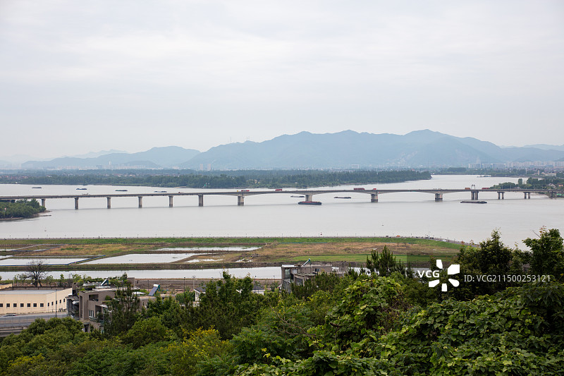 杭州萧山袁浦大桥浦阳江钱塘江图片素材