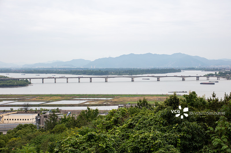 杭州萧山袁浦大桥浦阳江钱塘江图片素材