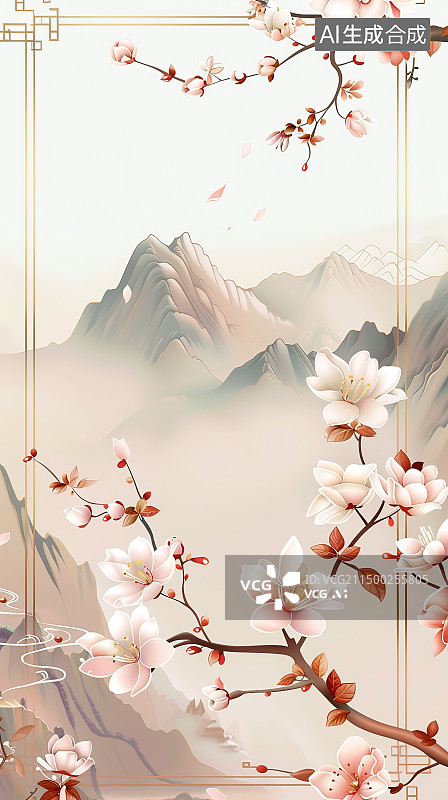 【AI数字艺术】春天盛开的樱花图片素材