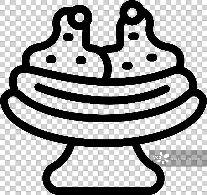 圣代香蕉船奶油顶部图标轮廓图片素材