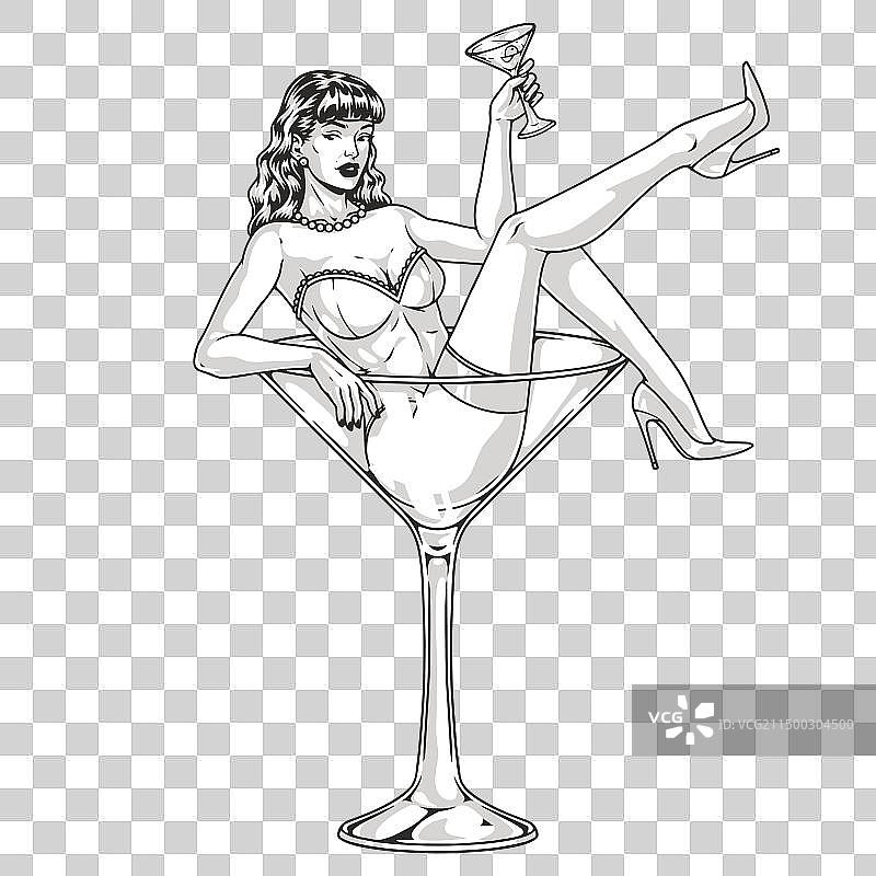 女孩舞者别针单色元素图片素材