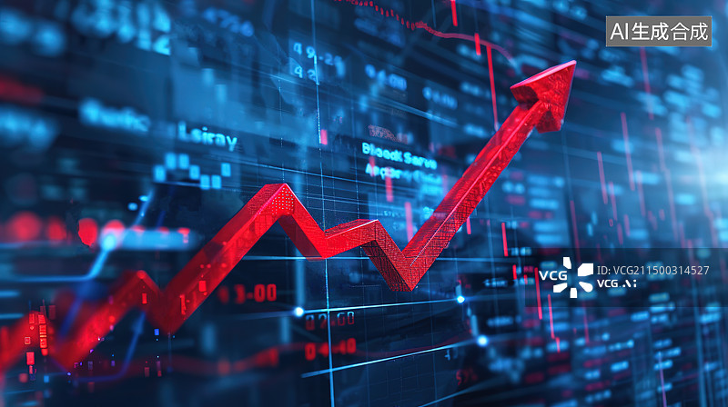 【AI数字艺术】黑色背景下的股票k线图——股票涨跌走势科技背景图片素材