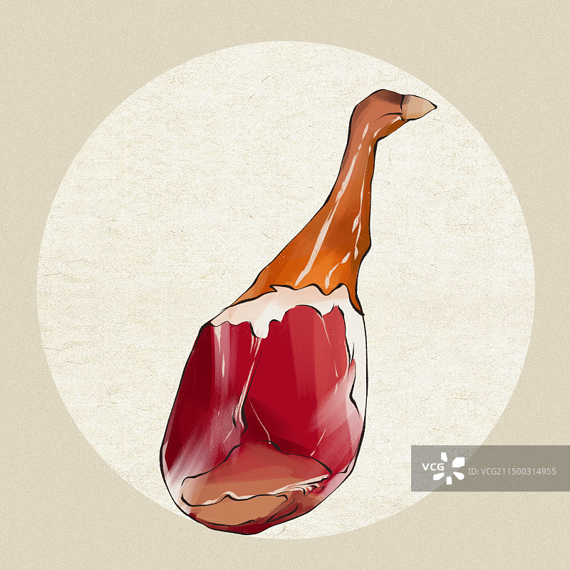 手绘火腿插画图片素材