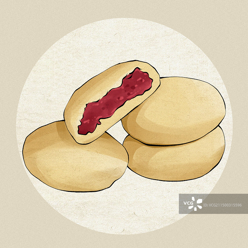 云南旅游城市美食特产鲜花饼插画图片素材