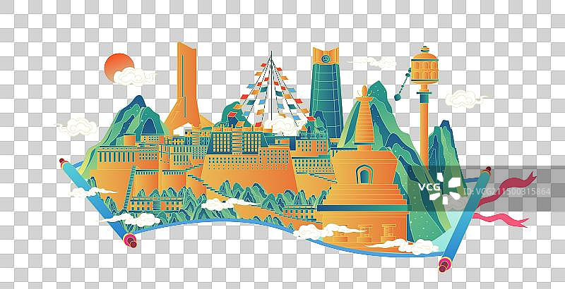 西藏中国风城市复古打卡地标旅游建筑图片素材