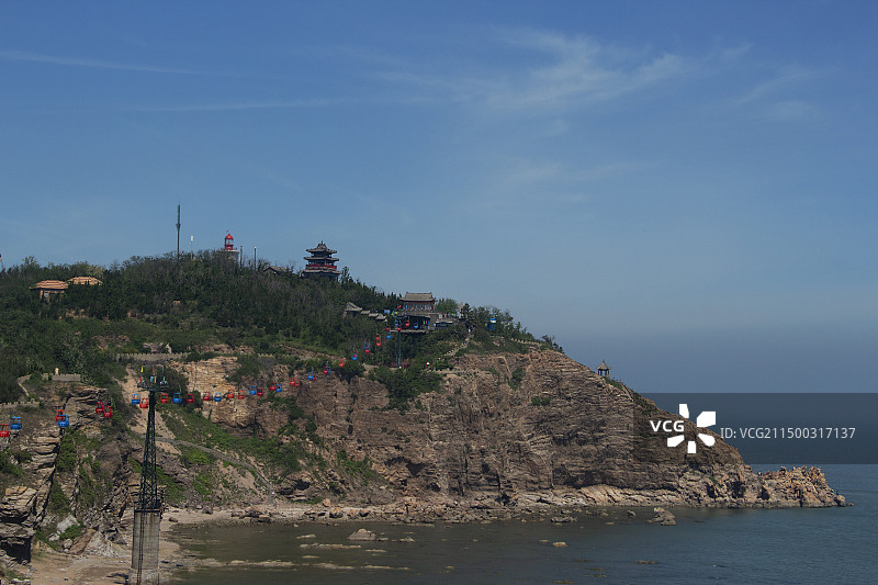 蓬莱阁海边图片素材