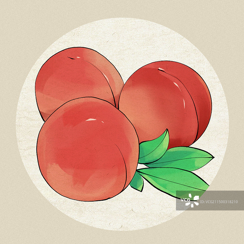 北京美食特产-平谷大桃土特产地标水果插画图片素材