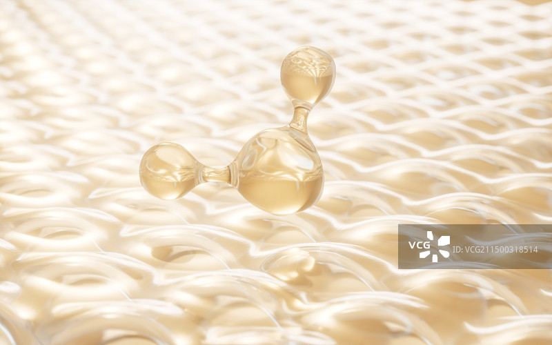 金色分子结构与皮肤组织3D渲染图片素材