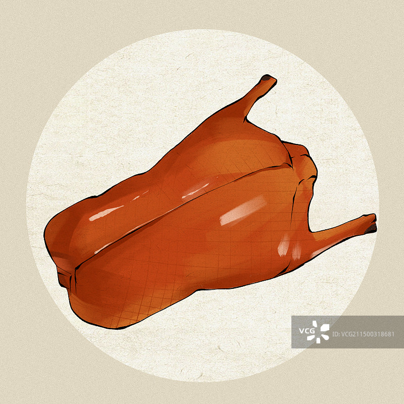 北京烤鸭特产中国传统美食插画图片素材