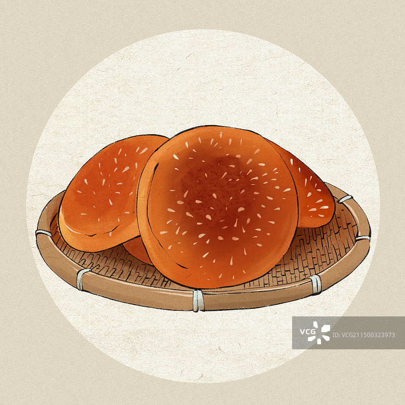 山西太谷饼土特产中国传统糕点小吃美食插画图片素材