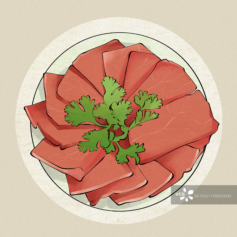 山西平遥牛肉土特产美食插画图片素材
