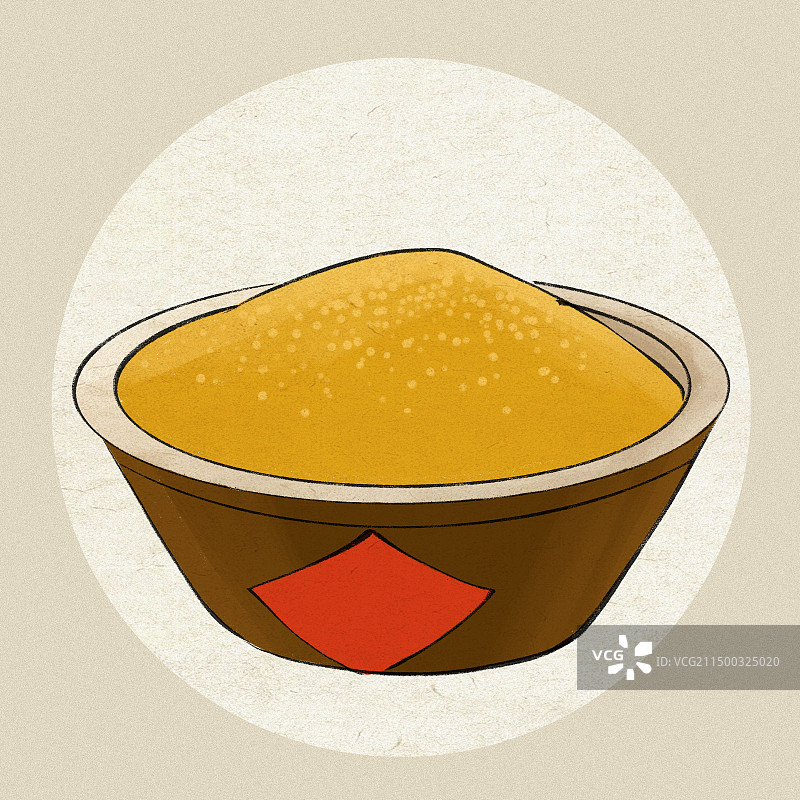 山西沁州黄小米土特产粮食手绘插画图片素材