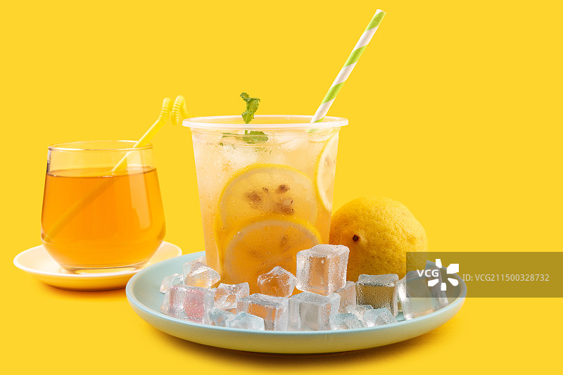 鸭屎香柠檬茶加冰冷饮图片素材