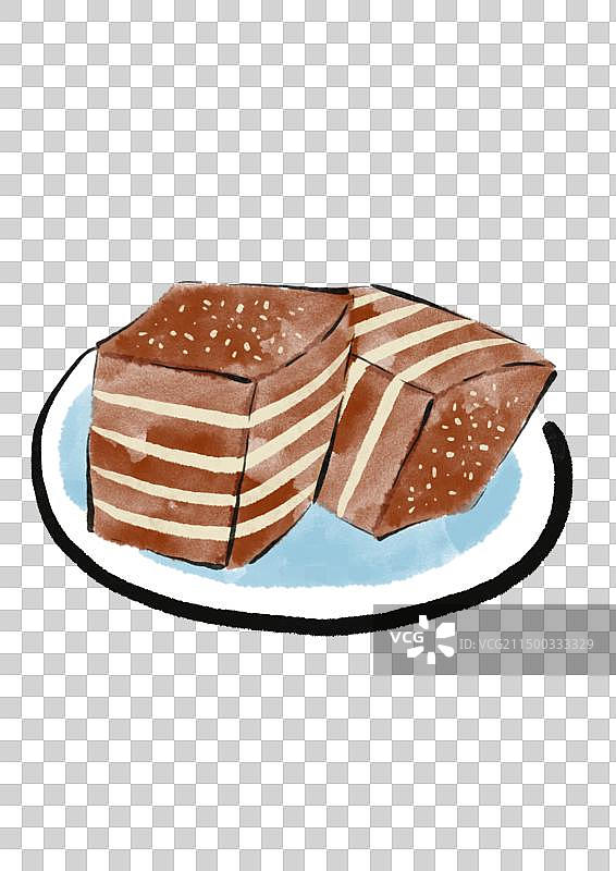 国潮风福州美食插画元素-千层糕图片素材