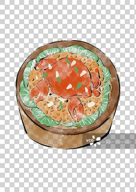 国潮风福州美食插画元素-红蟳糯米饭图片素材