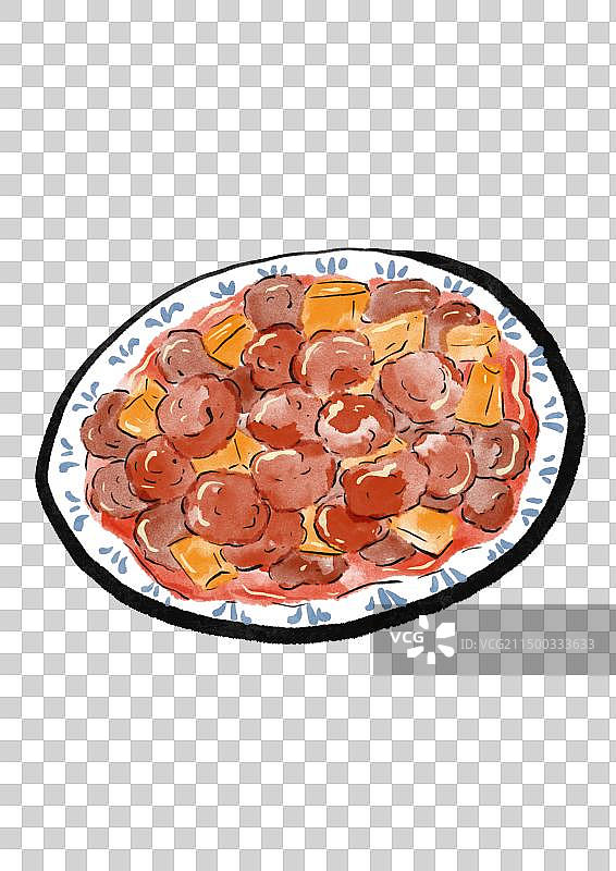 国潮风福州美食插画元素-荔枝肉图片素材