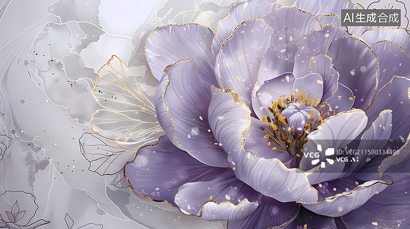 【AI数字艺术】传统紫金色抽象牡丹花海报背景图片素材