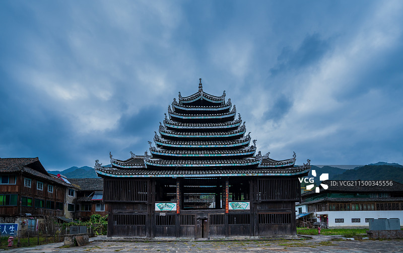 湖南通道马田鼓楼建筑风光图片素材