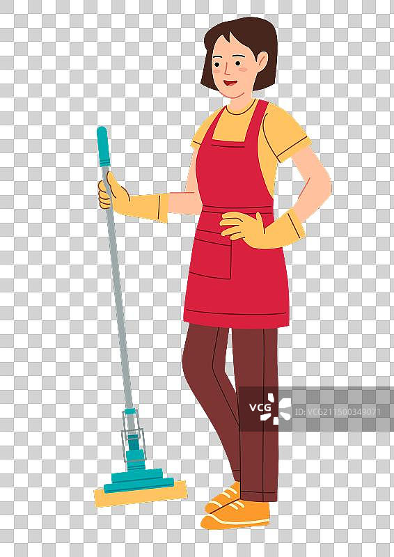 手拿扫帚的清洁工图片素材
