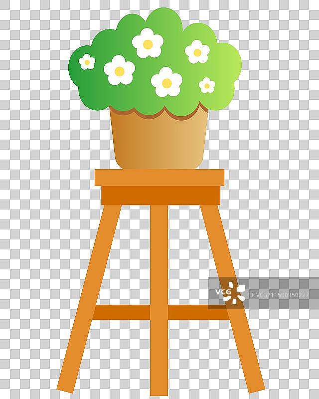 植物盆栽和花架扁平风矢量插画元素图片素材