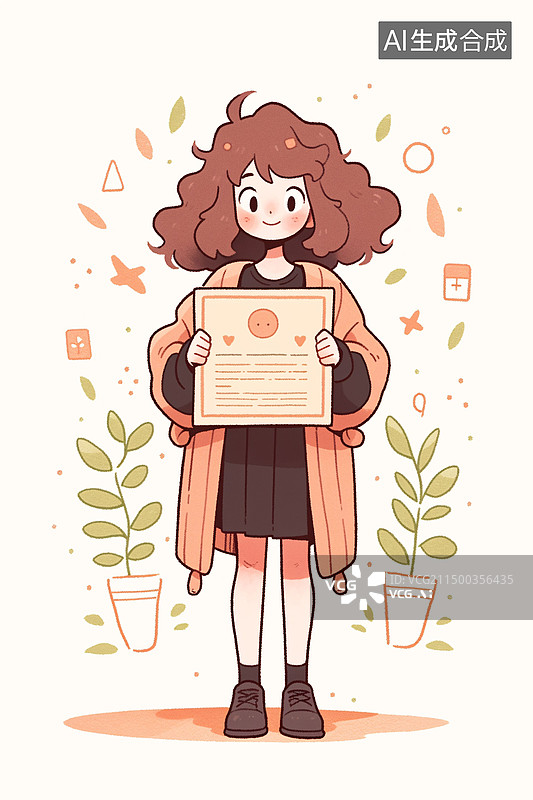 【AI数字艺术】毕业生拿到录取通知书场景高考毕业季插画图片素材