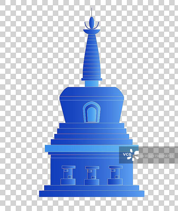 西藏舍利塔发光渐变科技炫酷商务地标旅游矢量城市图片素材