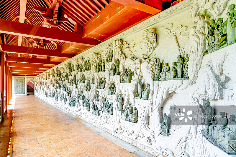 长沙市玉泉寺,明代古寺,五百罗汉雕塑图片素材