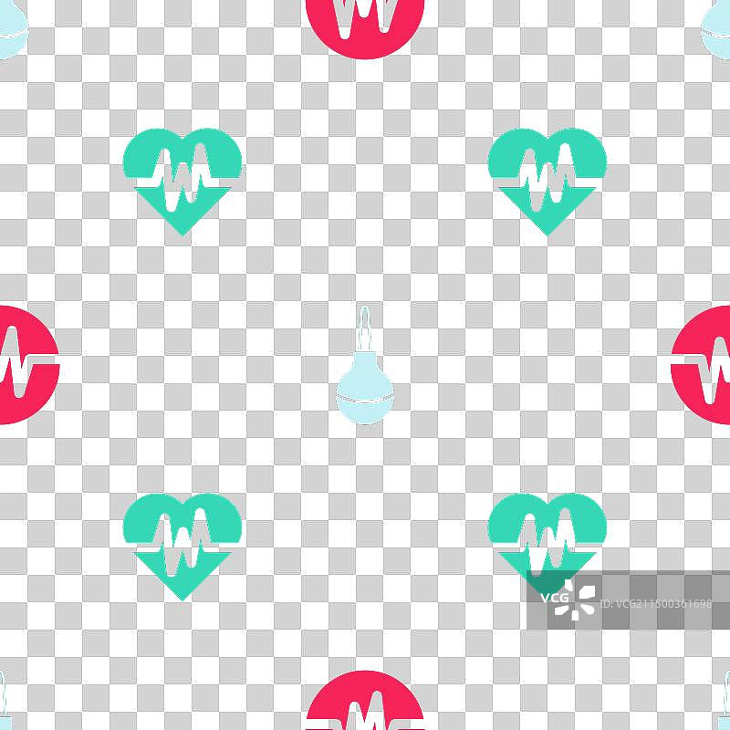 心率灌肠无缝图案组合图片素材
