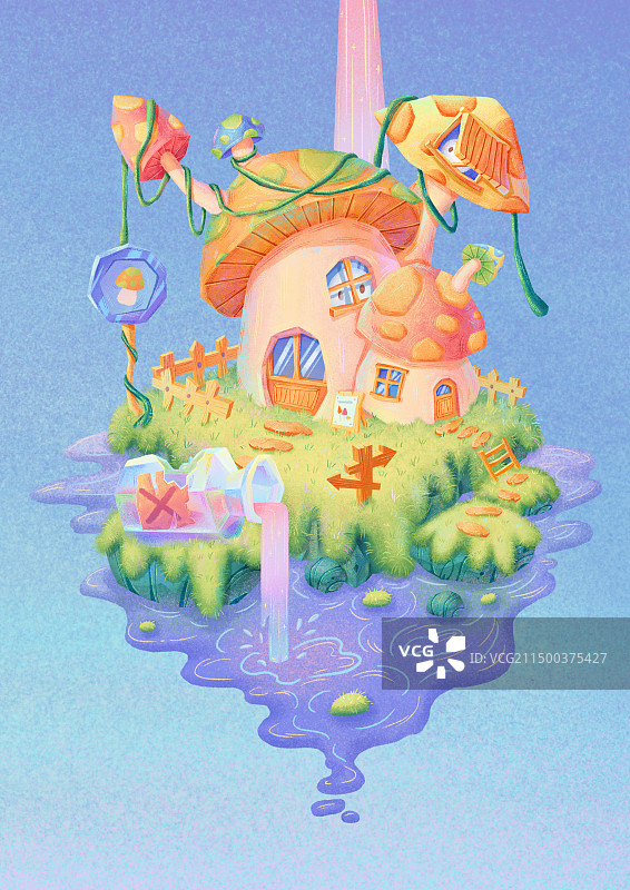 蘑菇小岛图片素材