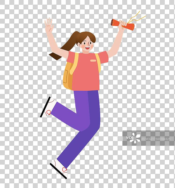 拿着录取通知书庆祝的高中生卡通插画元素图片素材