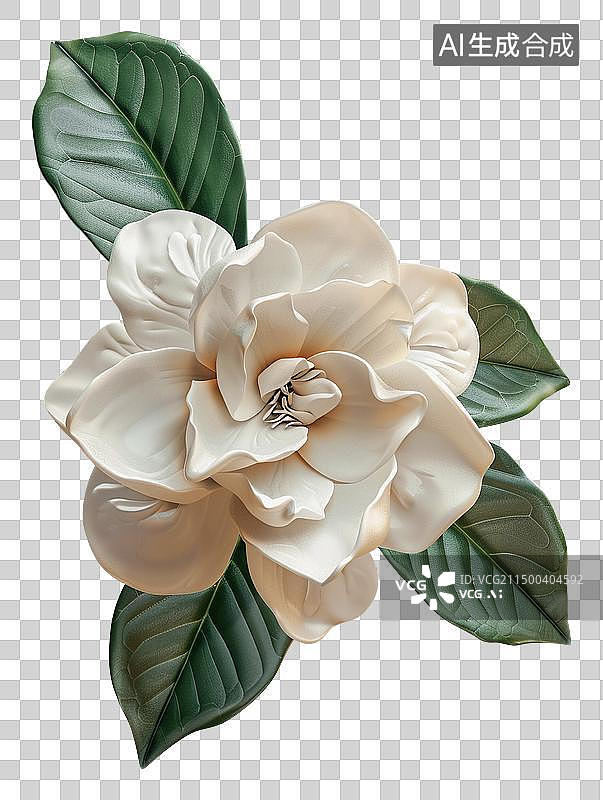 【AI数字艺术】特写一朵白色栀子花质感图片素材