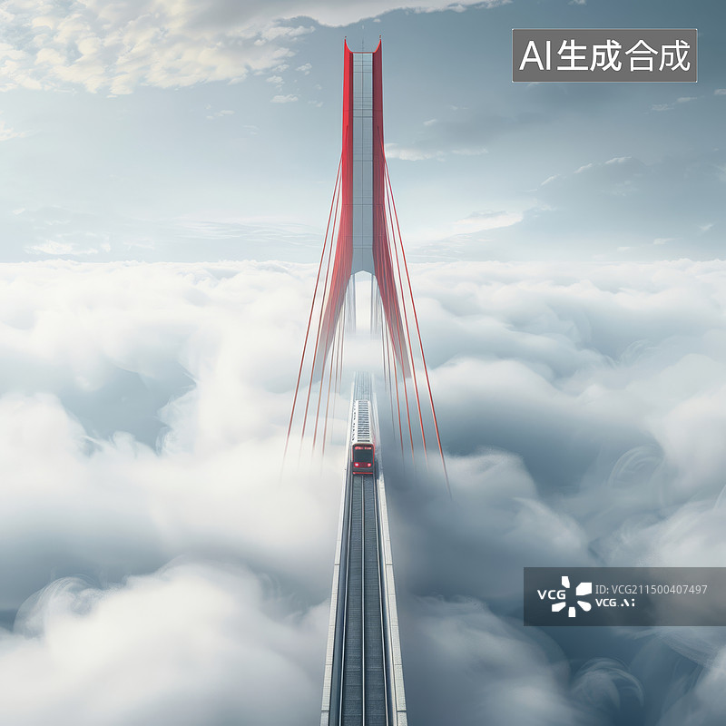 【AI数字艺术】铁路大桥刚索桥图片素材