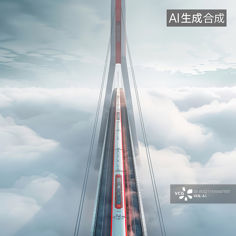 【AI数字艺术】铁路大桥刚索桥图片素材