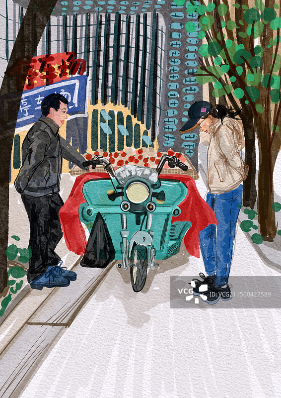 城市道路路边摊图片素材