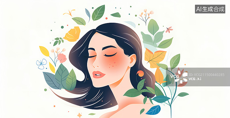 【AI数字艺术】女性美妆插画图片素材