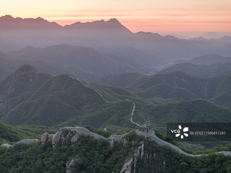 大庄科长城的朝霞图片素材