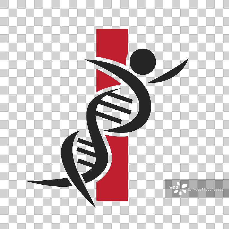 字母I DNA与人体细胞标志图片素材