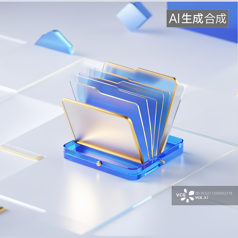 【AI数字艺术】蓝色文件夹图标图片素材