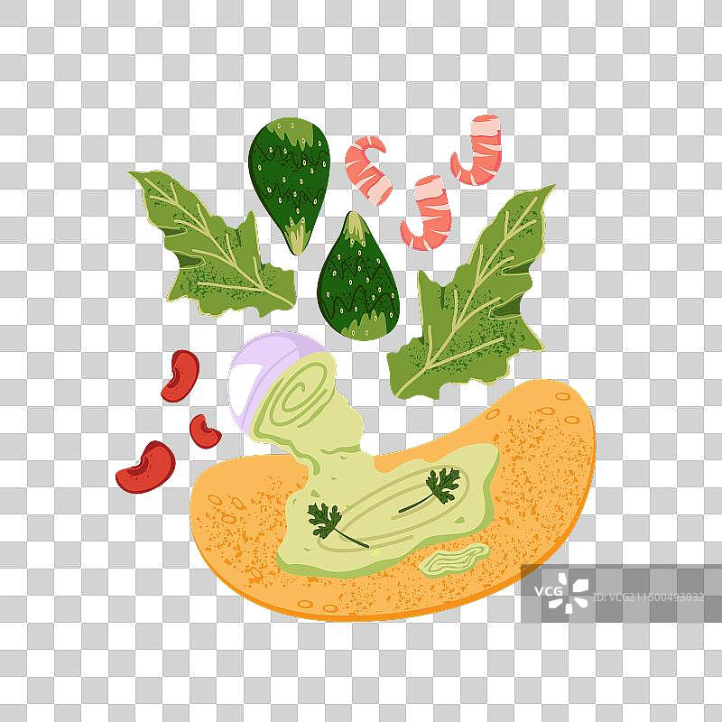 制作绿色酱汁玉米饼卷的过程图片素材