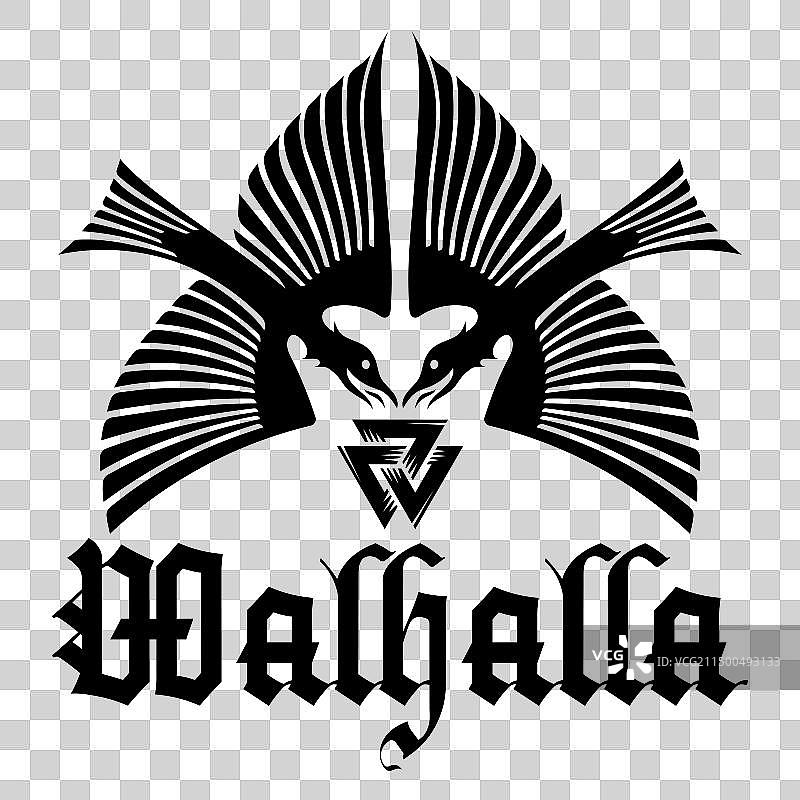 斯堪的纳维亚维京设计黑色乌鸦图案图片素材